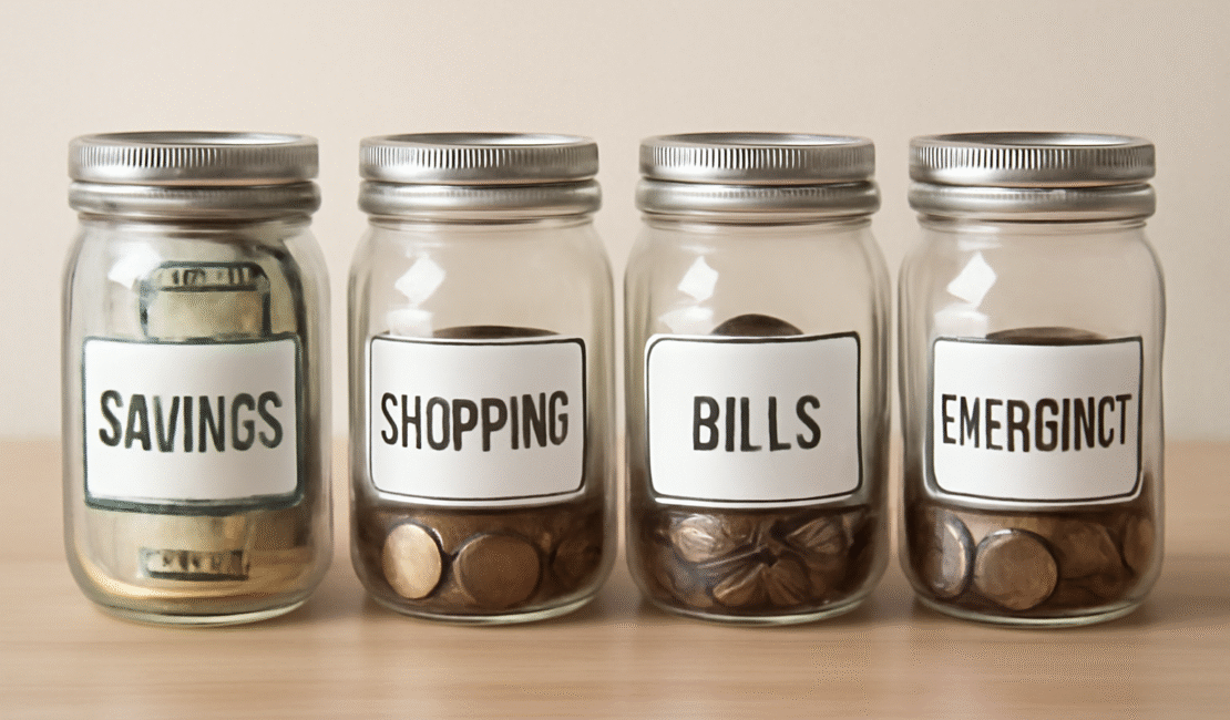 DIY money saving jars with custom labels