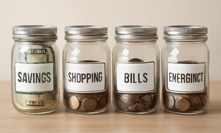 DIY money saving jars with custom labels