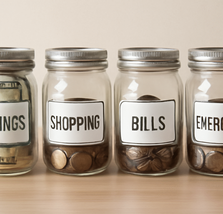 DIY money saving jars with custom labels