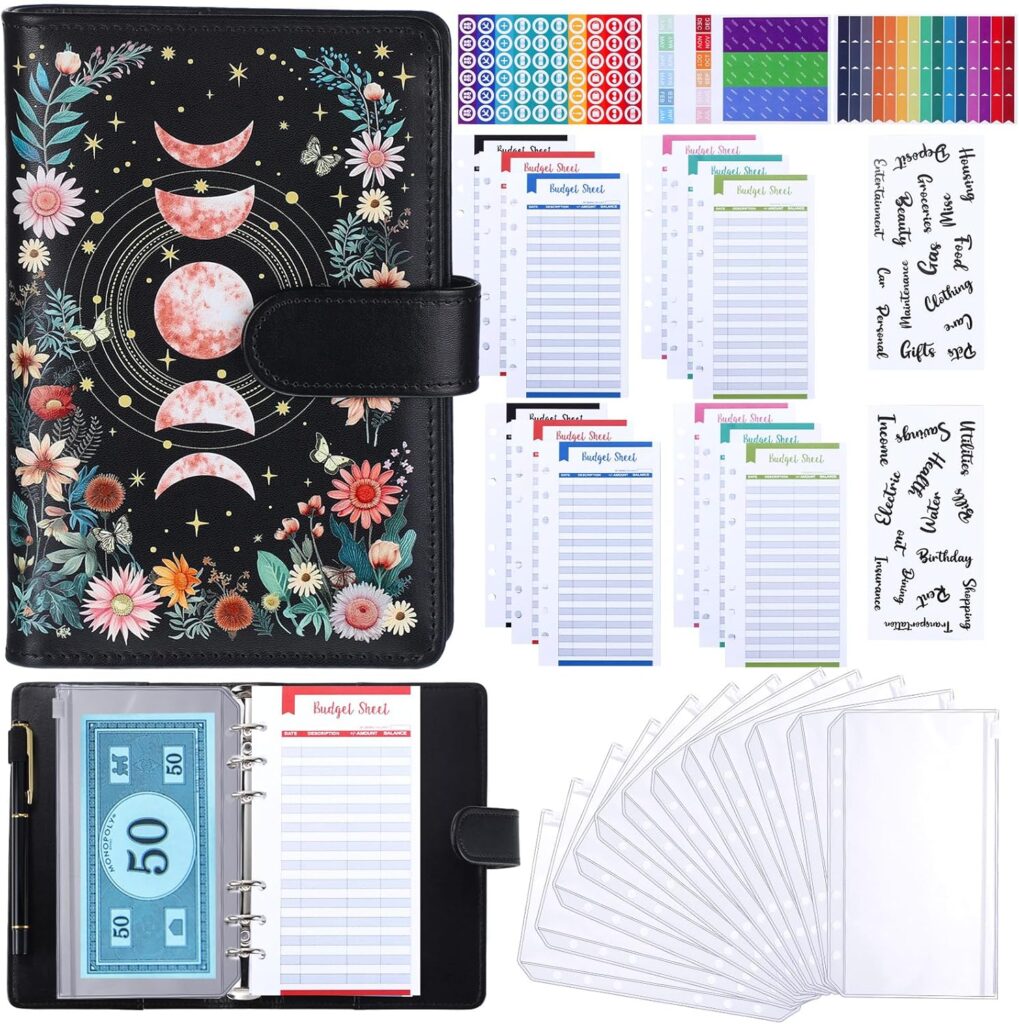 cash envelope wallet with expense tracker sheet budgeting