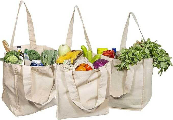 natural cotton canvas tote bag reusable grocery eco friendly